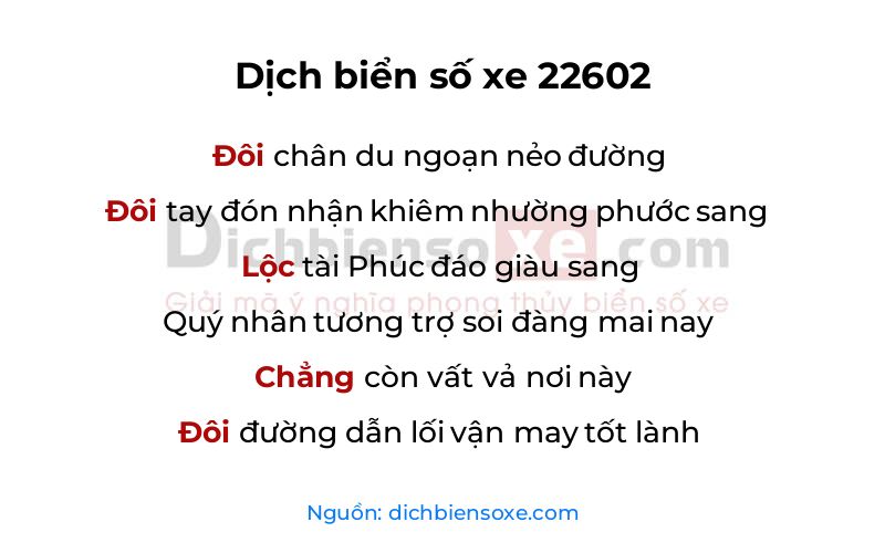 Dịch thơ biển số 22602