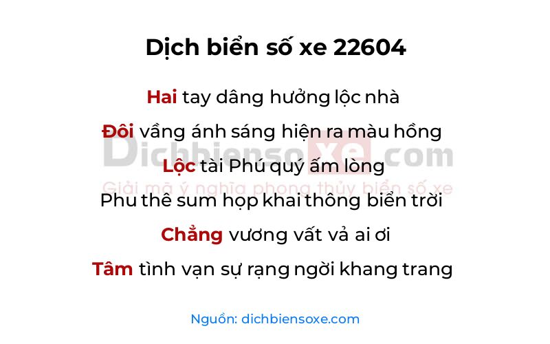 Dịch thơ biển số 22604