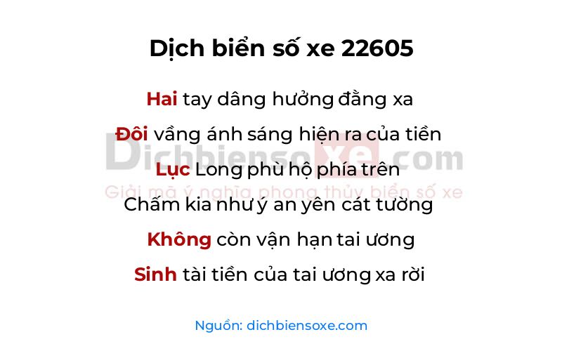 Dịch thơ biển số 22605