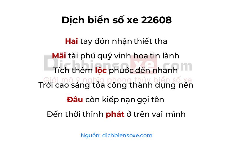 Dịch thơ biển số 22608