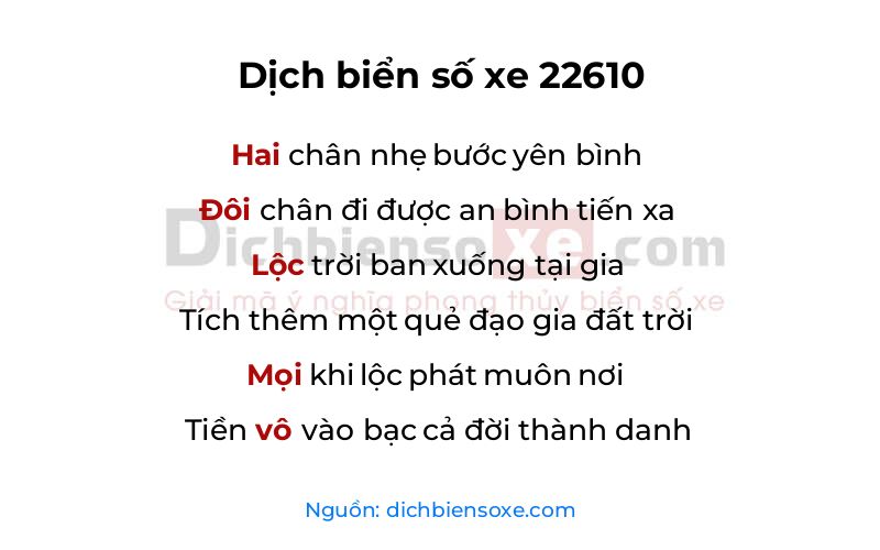 Dịch thơ biển số 22610