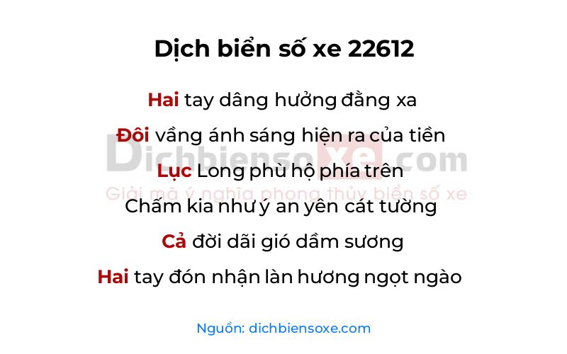 Dịch thơ biển số 22612