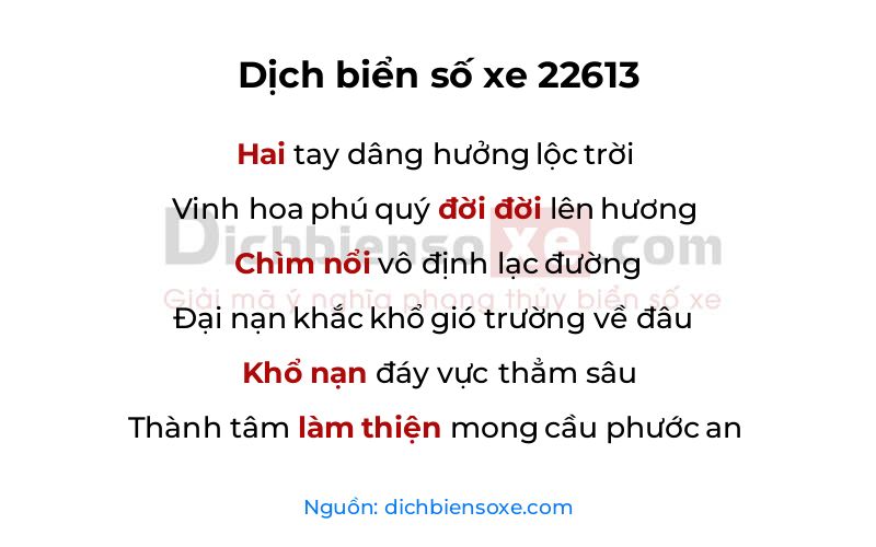 Dịch thơ biển số 22613