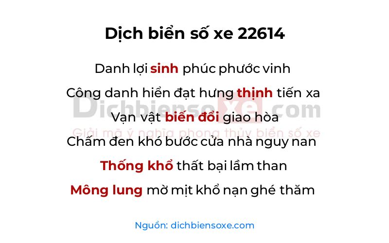 Dịch thơ biển số 22614