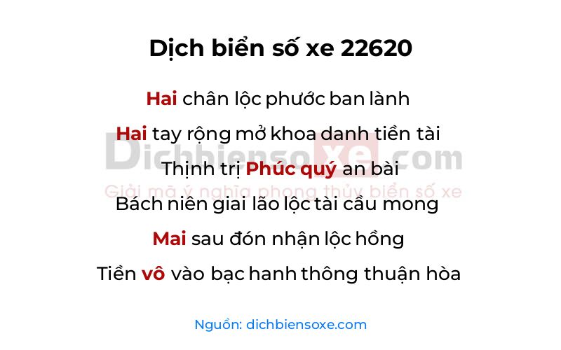 Dịch thơ biển số 22620