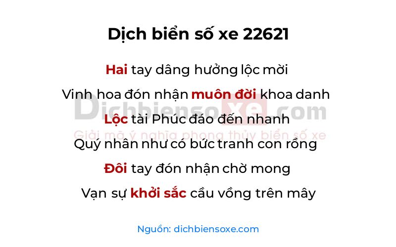 Dịch thơ biển số 22621