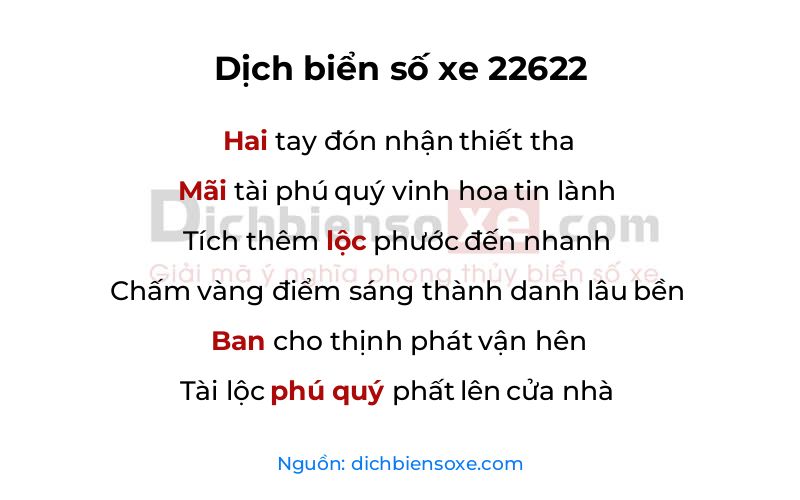 Dịch thơ biển số 22622
