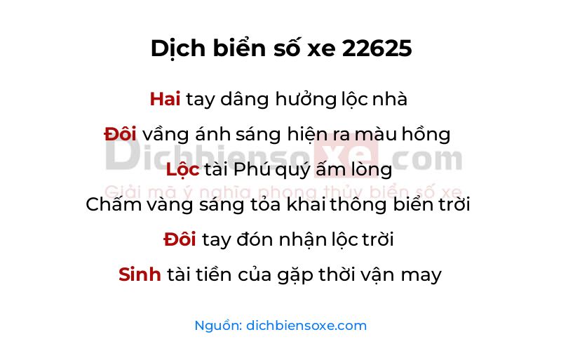 Dịch thơ biển số 22625