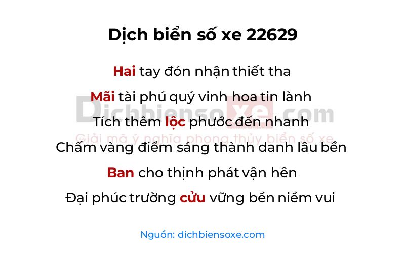 Dịch thơ biển số 22629