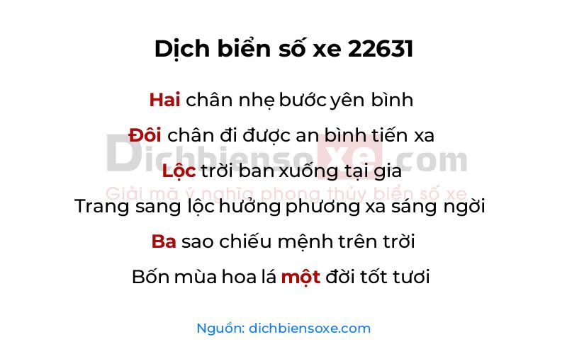 Dịch thơ biển số 22631