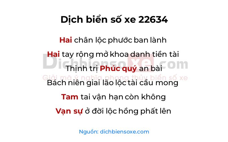 Dịch thơ biển số 22634