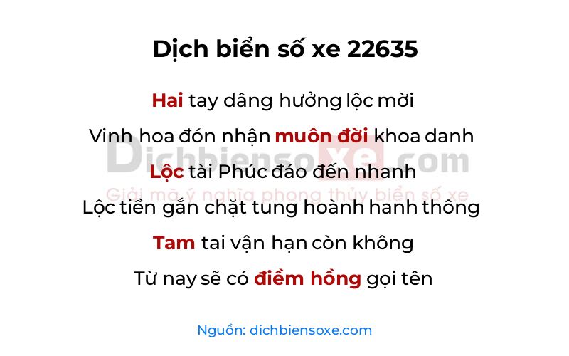 Dịch thơ biển số 22635