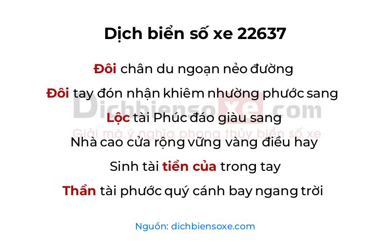 Dịch thơ biển số 22637