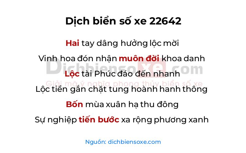 Dịch thơ biển số 22642
