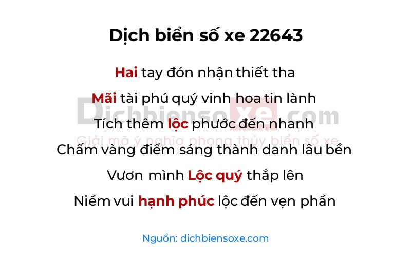 Dịch thơ biển số 22643