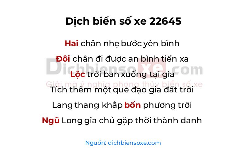 Dịch thơ biển số 22645