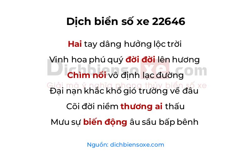 Dịch thơ biển số 22646