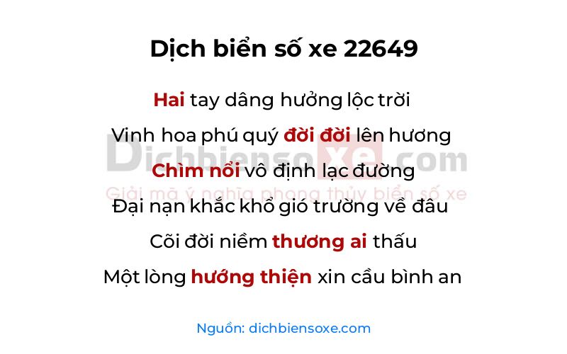 Dịch thơ biển số 22649