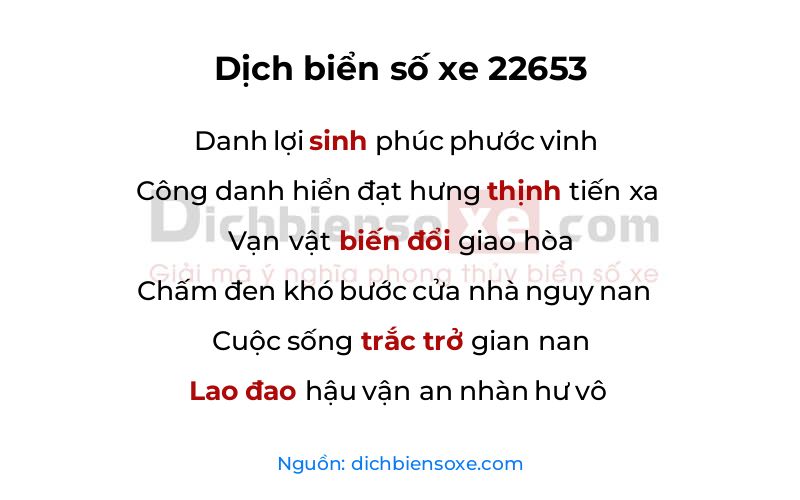Dịch thơ biển số 22653