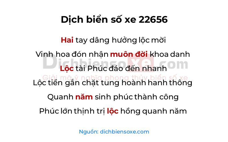 Dịch thơ biển số 22656