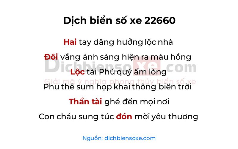 Dịch thơ biển số 22660