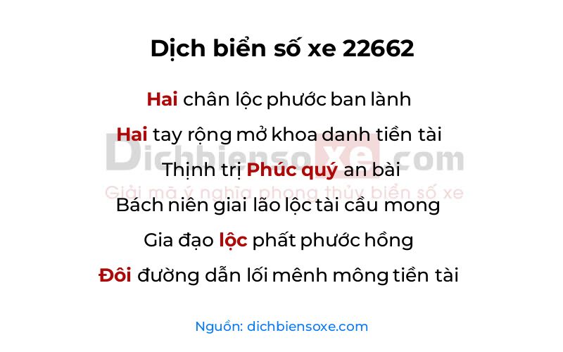 Dịch thơ biển số 22662