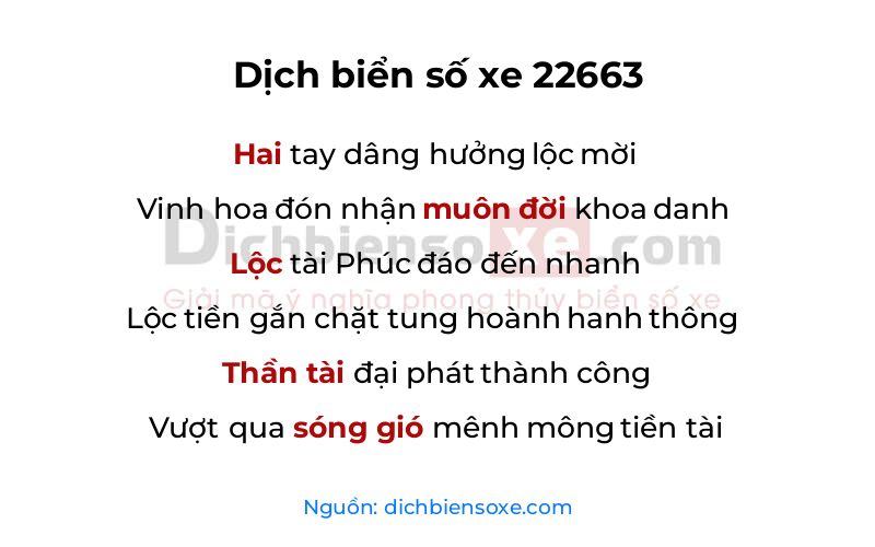Dịch thơ biển số 22663