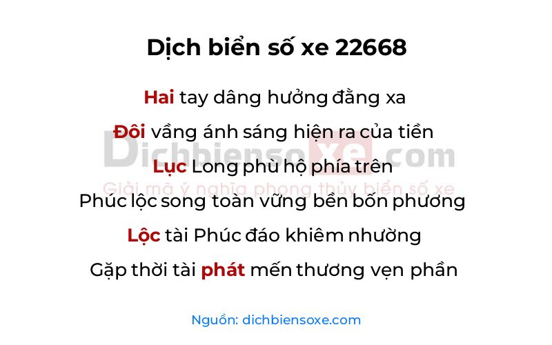 Dịch thơ biển số 22668