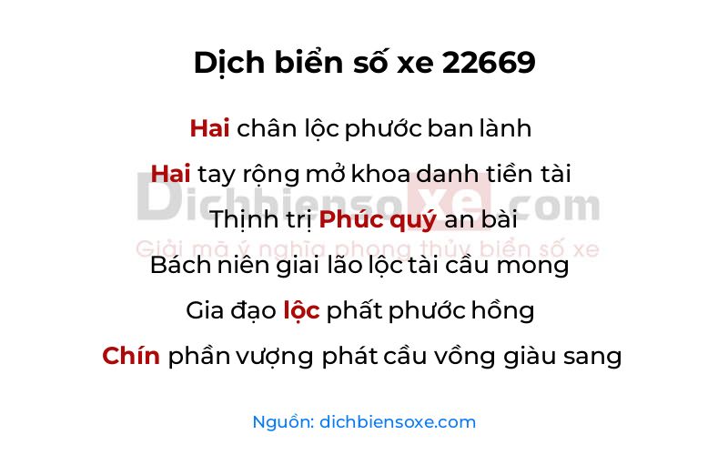 Dịch thơ biển số 22669