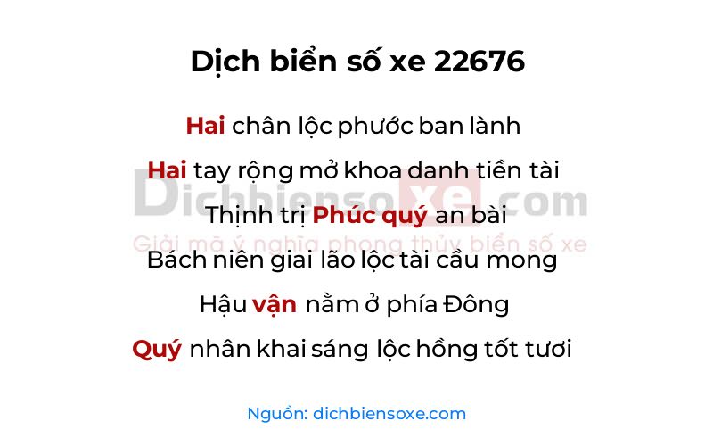 Dịch thơ biển số 22676