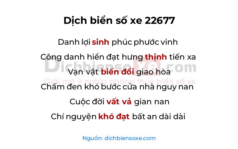 Dịch thơ biển số 22677