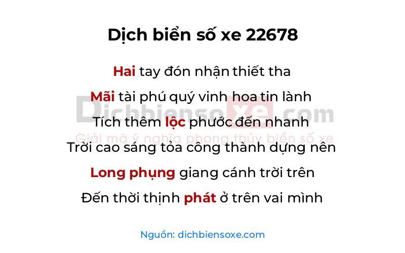 Dịch thơ biển số 22678