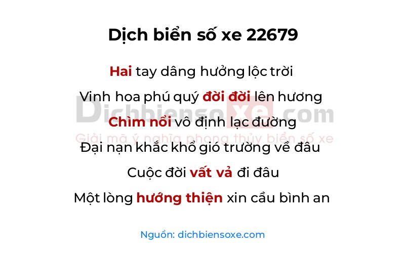 Dịch thơ biển số 22679