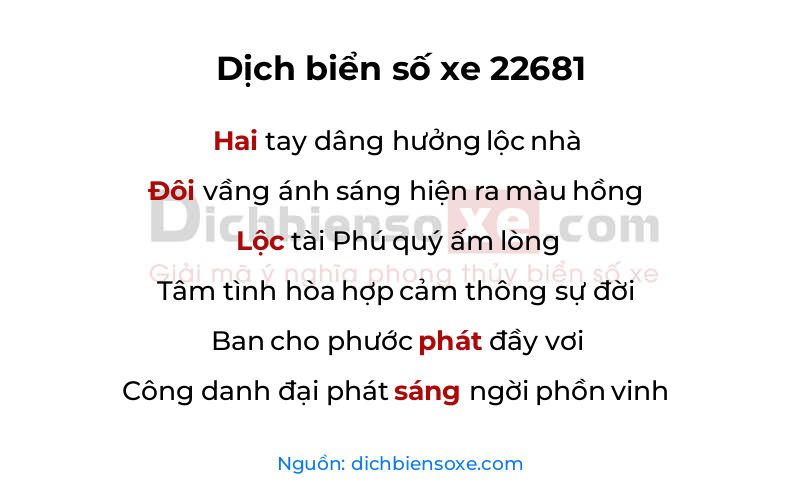 Dịch thơ biển số 22681