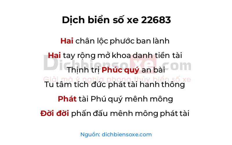 Dịch thơ biển số 22683