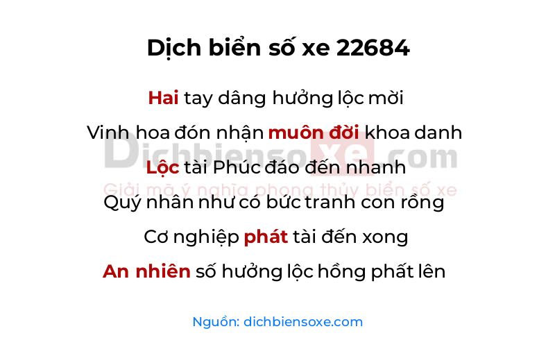 Dịch thơ biển số 22684