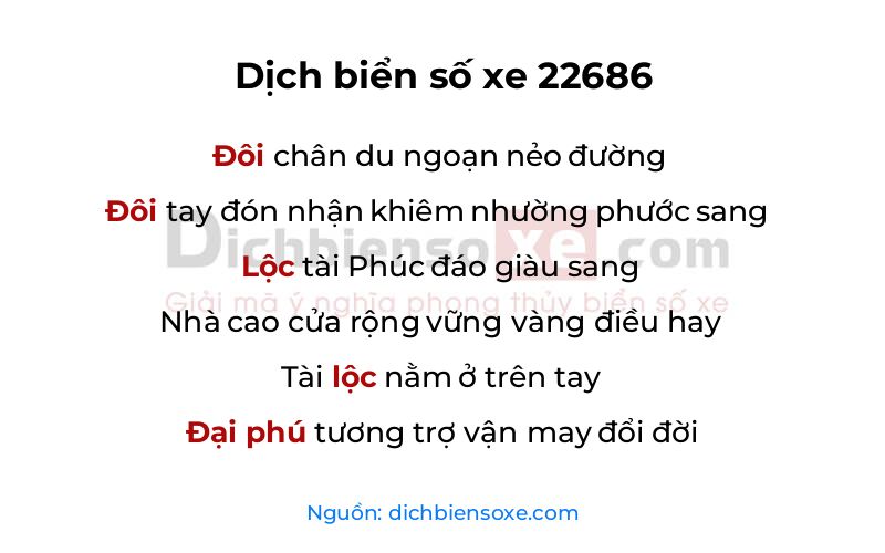 Dịch thơ biển số 22686