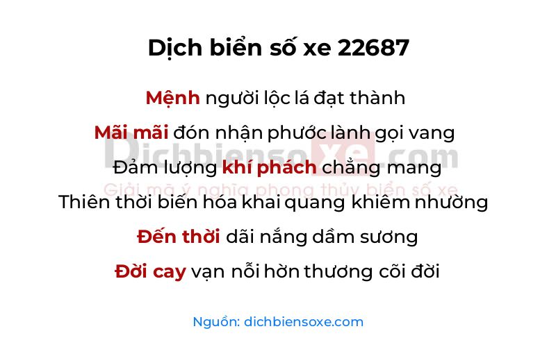 Dịch thơ biển số 22687
