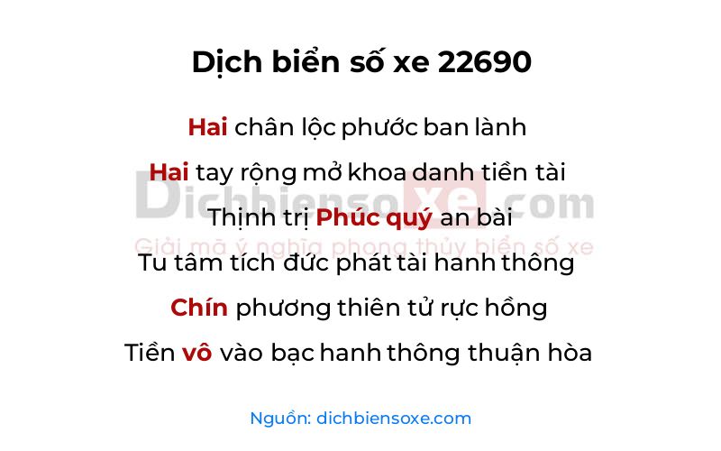 Dịch thơ biển số 22690