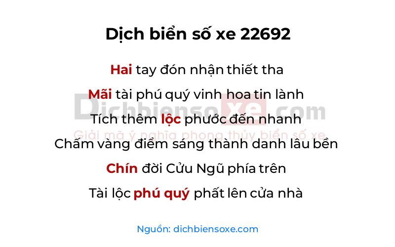 Dịch thơ biển số 22692