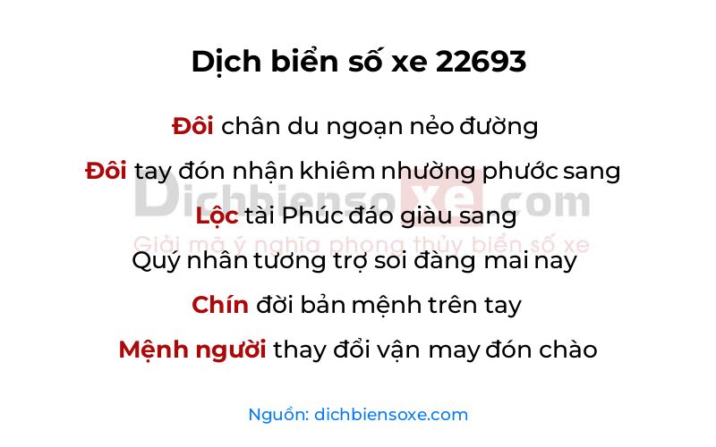 Dịch thơ biển số 22693