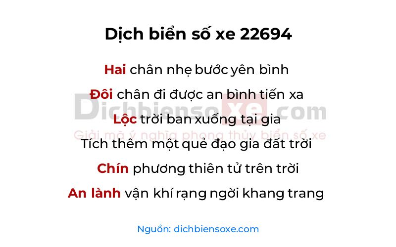 Dịch thơ biển số 22694