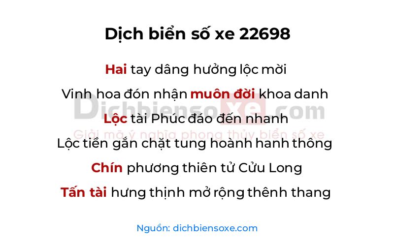 Dịch thơ biển số 22698