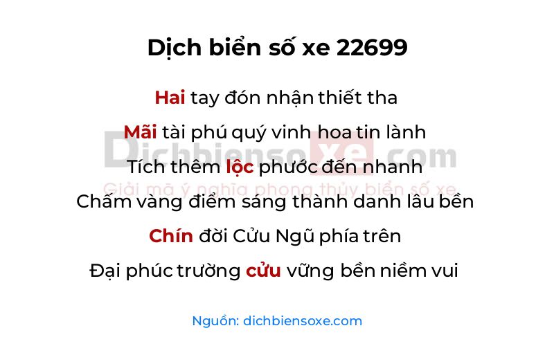 Dịch thơ biển số 22699