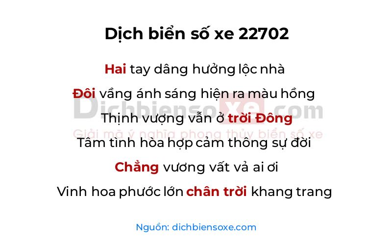 Dịch thơ biển số 22702