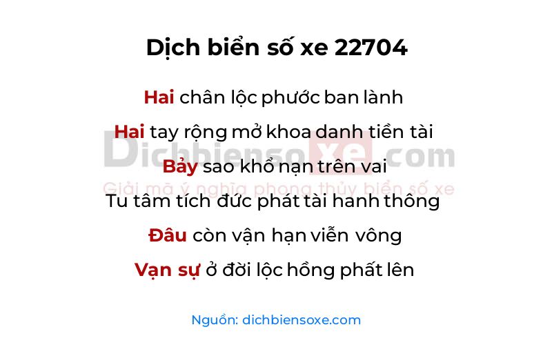Dịch thơ biển số 22704