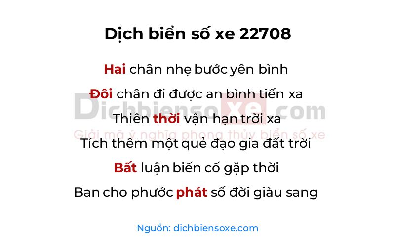 Dịch thơ biển số 22708