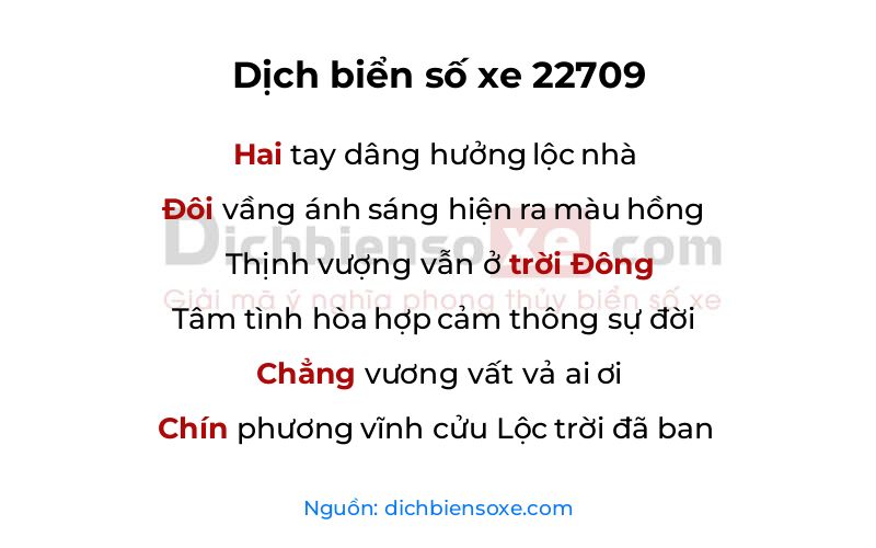 Dịch thơ biển số 22709