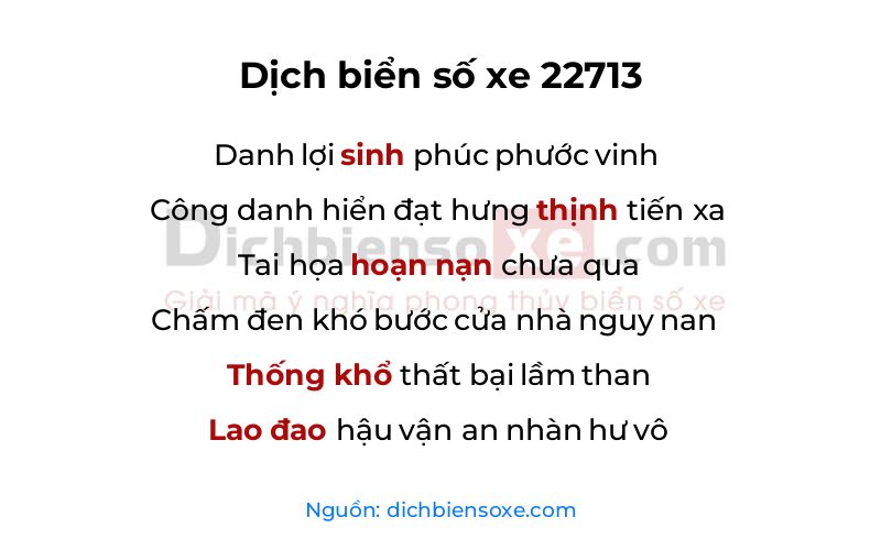 Dịch thơ biển số 22713