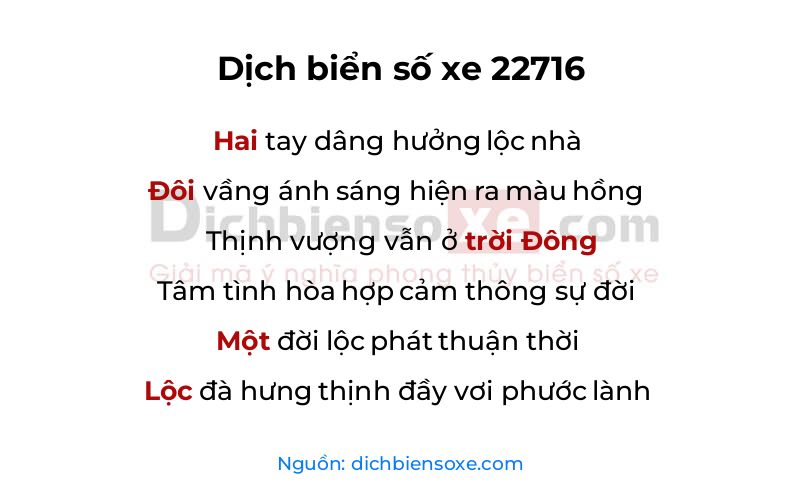 Dịch thơ biển số 22716